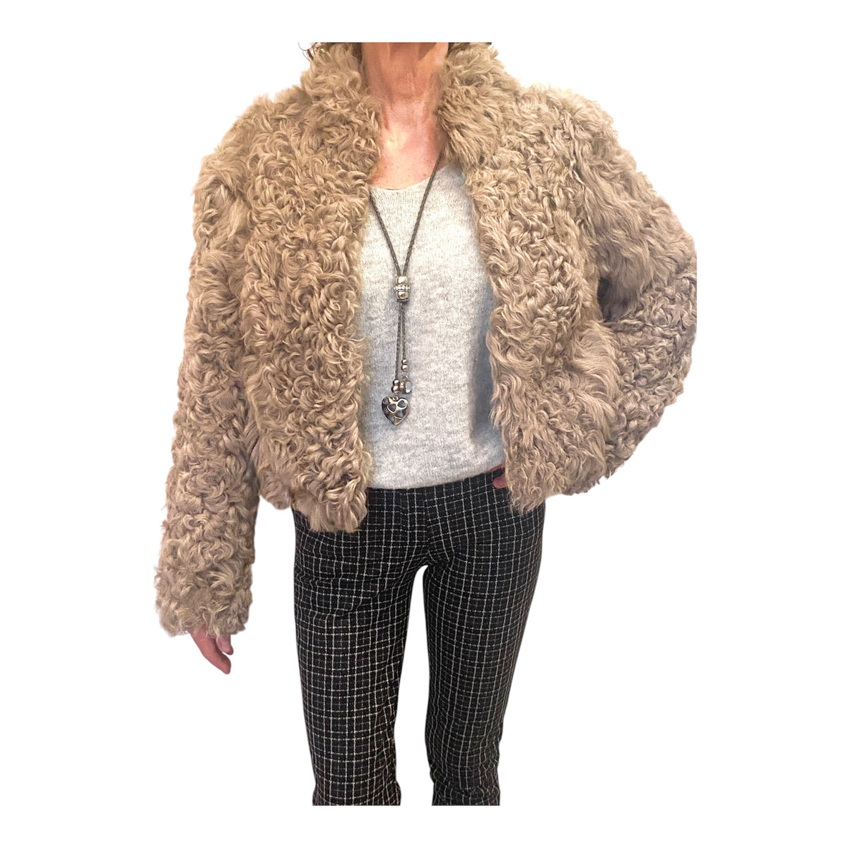 Neue Designer Lammfell Jacke von Comptoir des Cotonniers, Gr. 40
