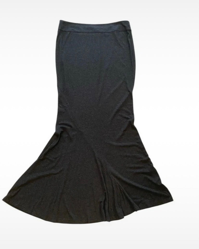Karen Millen figurbetonender Maxi-Rock, Fishtail, knöchellang, ganz fein schwarz-grau meliert, Gr.40