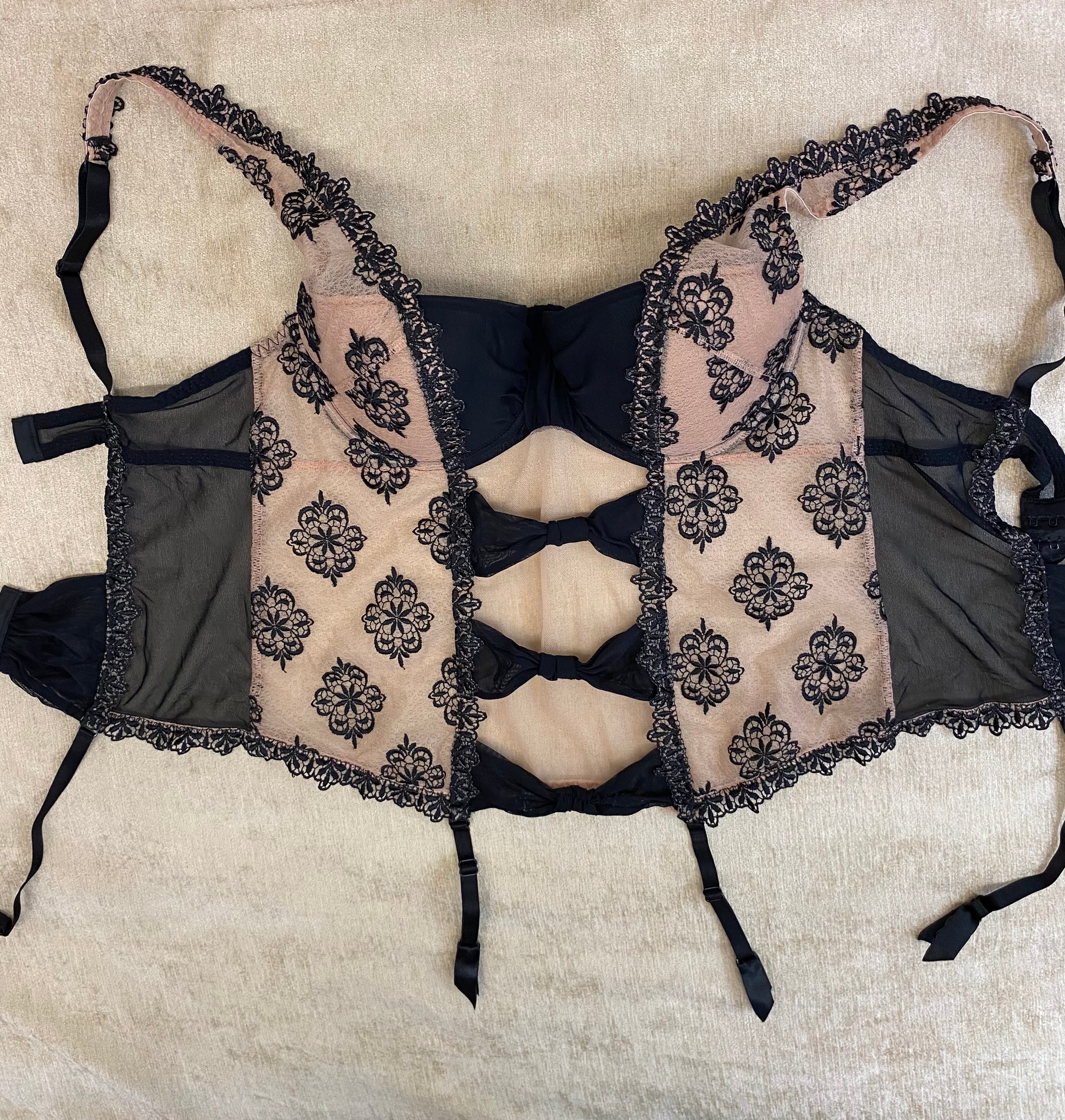 Luxuriöse Aubade Korsage / Torselett – Schwarz/Nude, 80 C, Neuwertig