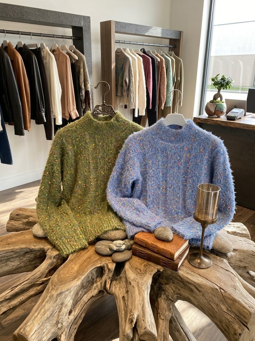 Super kuscheliger Strickpullover mit bunten Farbnoppen, in 4 Farben, One Size ( M-XL)