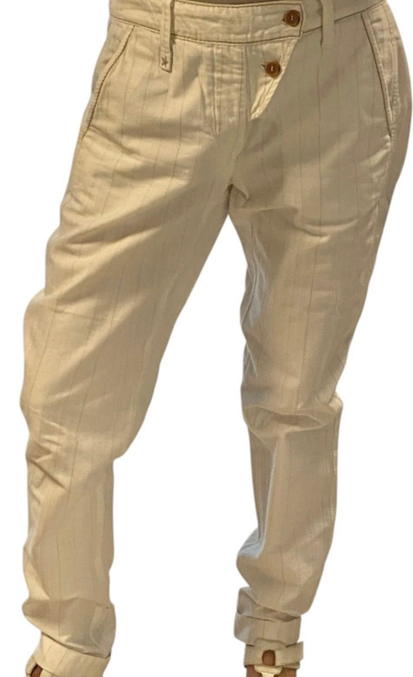 Designerhose von Marithé + François Girbaud/ Vintage Chino /weiss-creme, leichte Überlänge Gr.M/L
