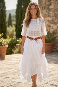 Romantischer Spitzen-Boho-Lagenlook Rock, Gipsy Style, Ibiza Look, viel Spitze (One Size S-XL)