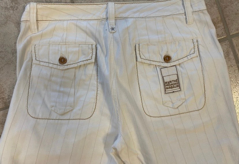 Designerhose von Marithé + François Girbaud/ Vintage Chino /weiss-creme, leichte Überlänge Gr.M/L