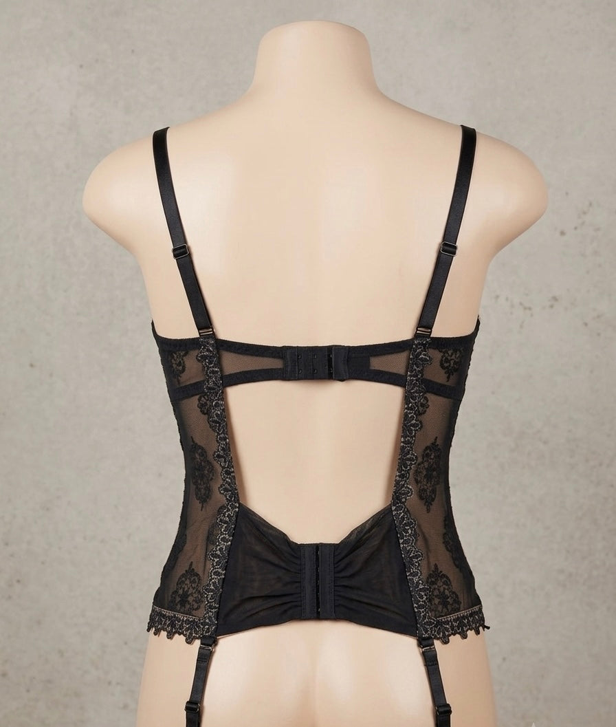 Luxuriöse Aubade Korsage / Torselett – Schwarz/Nude, 80 C, Neuwertig