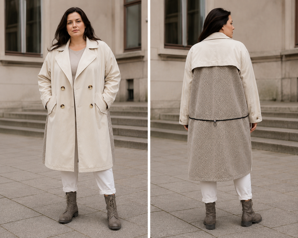 Neuer Zara Trenchcoat/Mantel, Ecru, Over-Size Größe L (38-52) ungetragen & besondere Details (Karo-Muster)