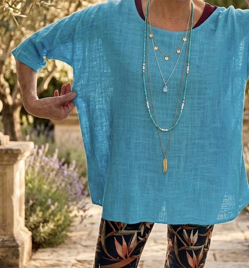 Luftige Tunika in Leinen-Optik, Einheitsgröße( M-XXL), Oversize-Look, Farbauswahl