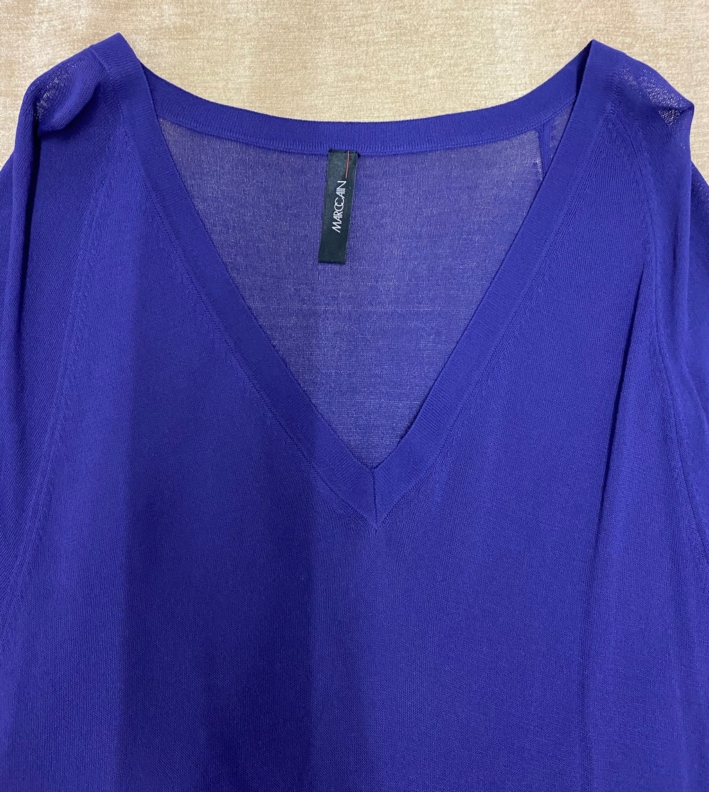 Sportliches Marc Cain Long-Shirt in leuchtendem Royalblau , V-Ausschnitt, Oversize, wie neu