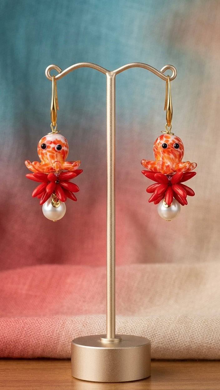 Handgearbeitete Ohrringe Octopus/Krake (Design Anna Mütz)