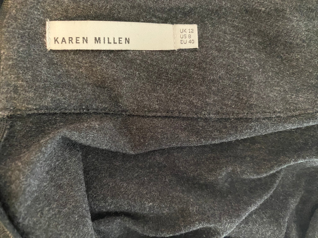 Karen Millen figurbetonender Maxi-Rock, Fishtail, knöchellang, ganz fein schwarz-grau meliert, Gr.40