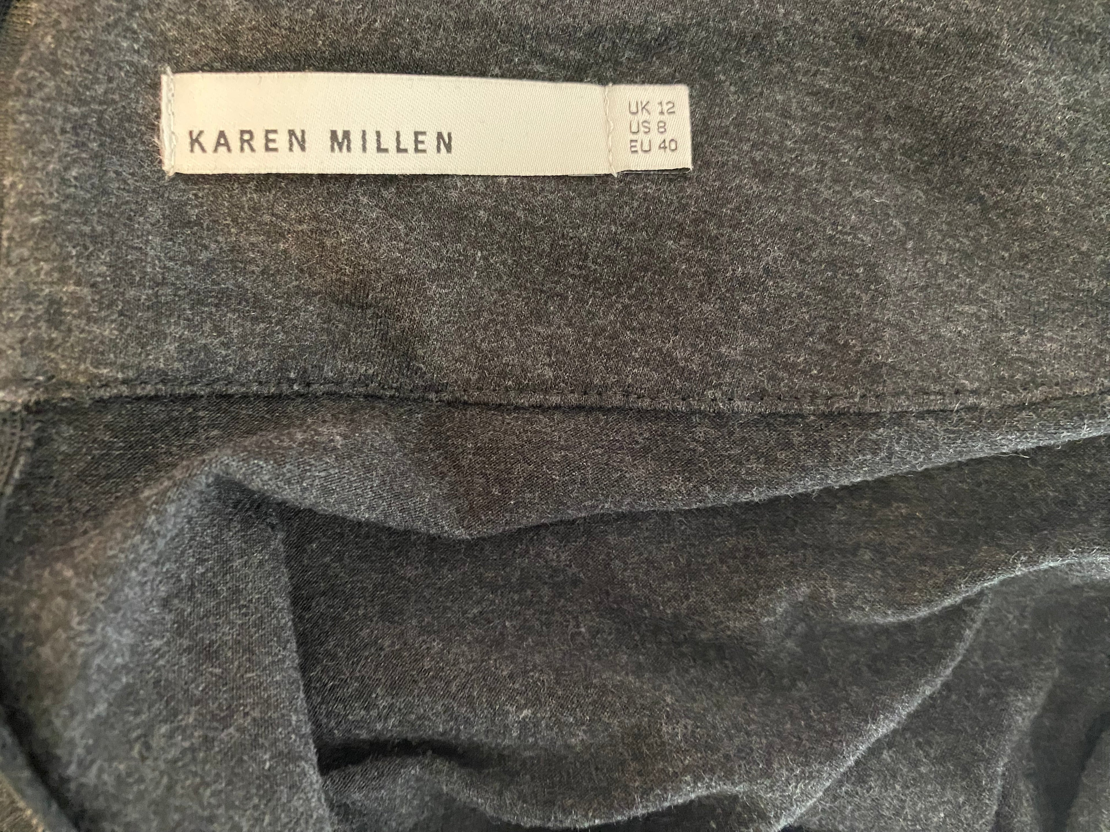 Karen Millen figurbetonender Maxi-Rock, Fishtail, knöchellang, ganz fein schwarz-grau meliert, Gr.40
