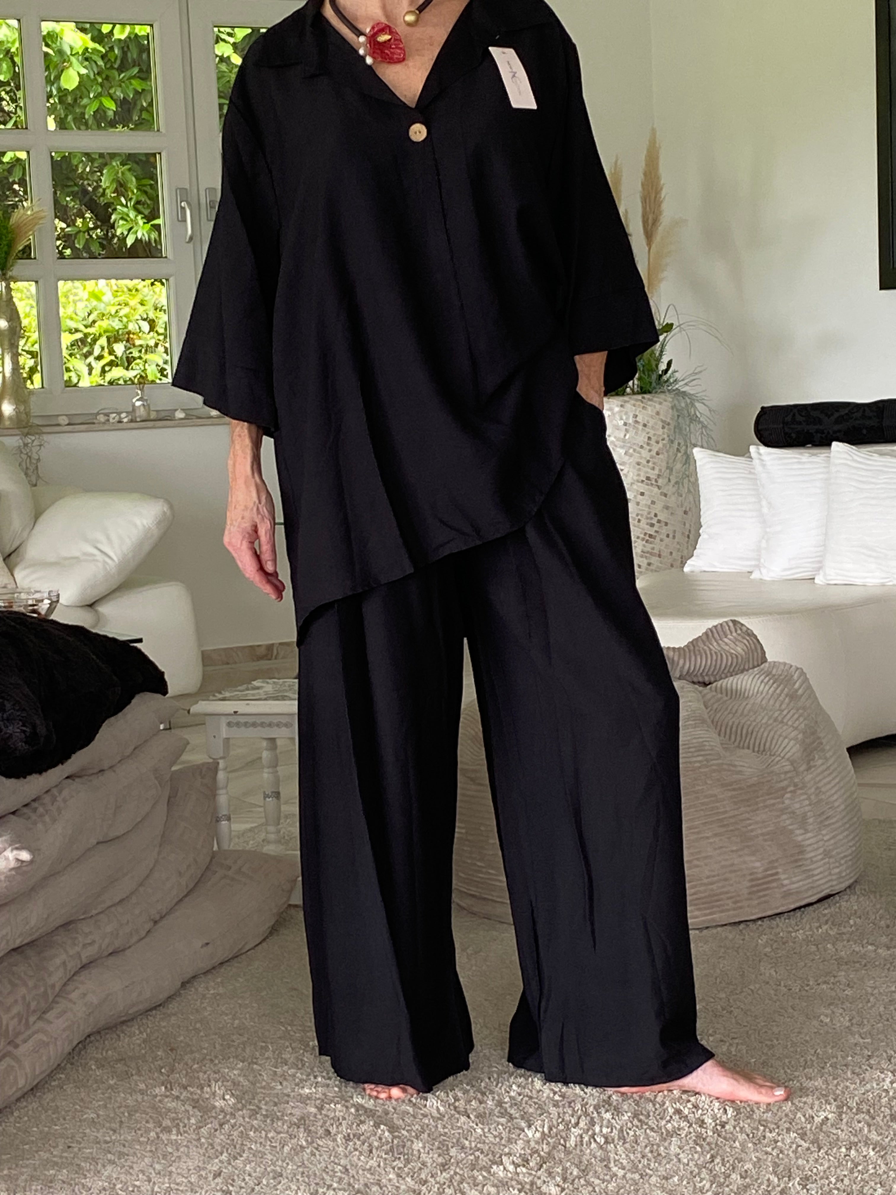 Traumhaftes luftiges, chices Oversize-Set in Schwarz XXXL– Lässige Eleganz für jede Größe!