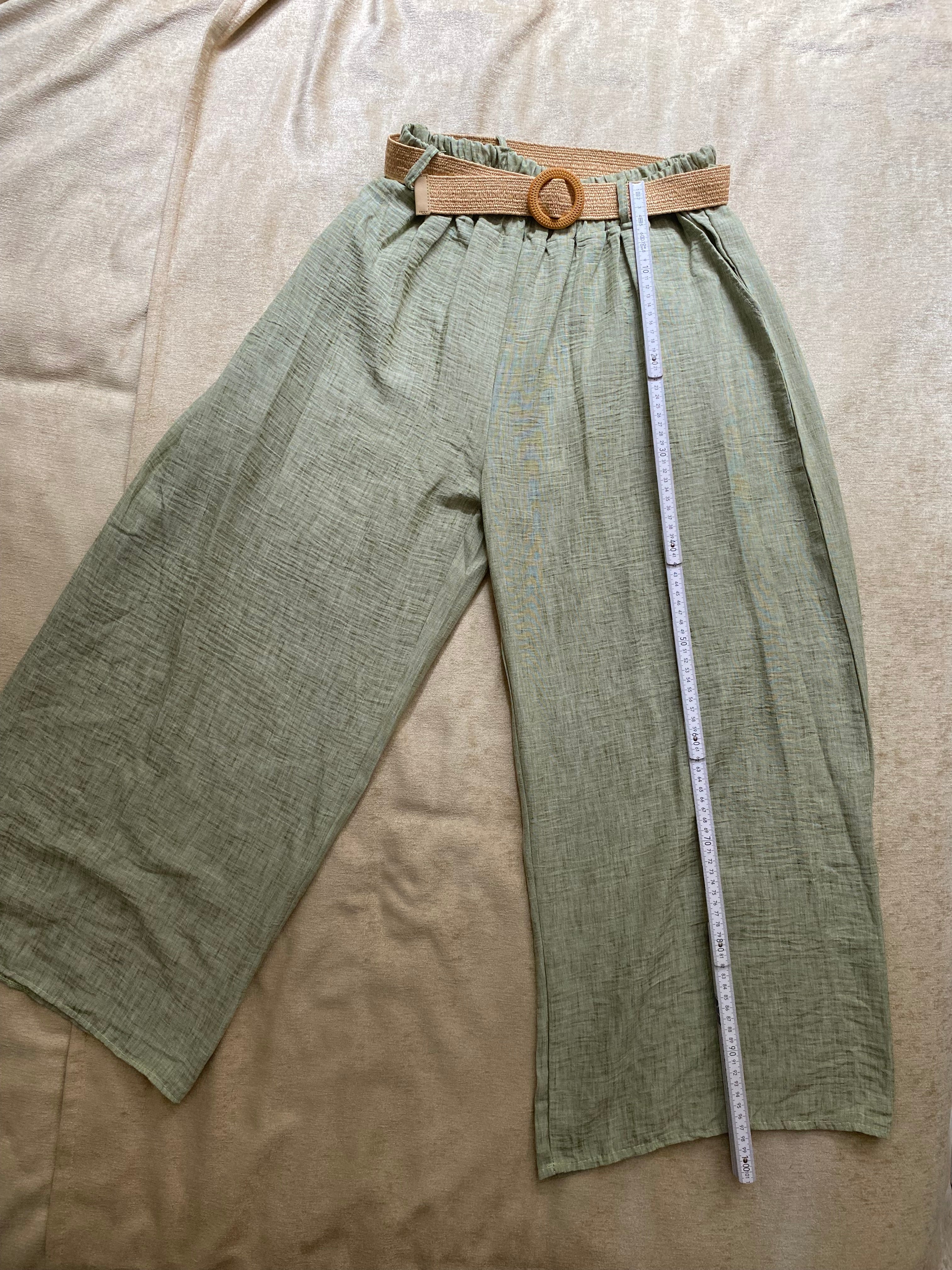 Lässiges Sommer-Set (Zweiteiler) – Einheitsgröße (Oversize 38-48) in frischem Hellgrün/Salbei , Jeansblau, Schwarz oder Weiss