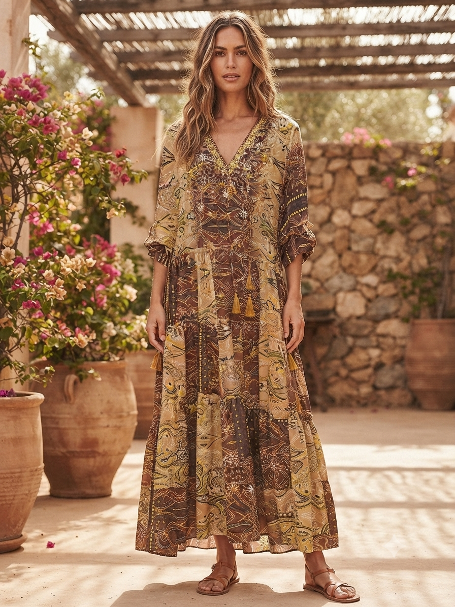 Zauberhafte Boho-Maxikleider im Ibiza-Style (viele verschiedene Farben) One Size/ Oversize S-XXXL