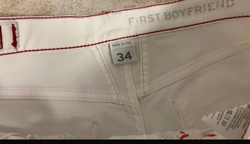 Original Marithé + François Girbaud White Jeans, low waist, Gr. M/L First Boyfriend