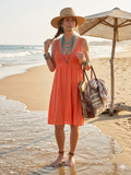Tolles Sommerkleid von DEHA, Koralle/Orange im angesagten Batik-Look, neu.