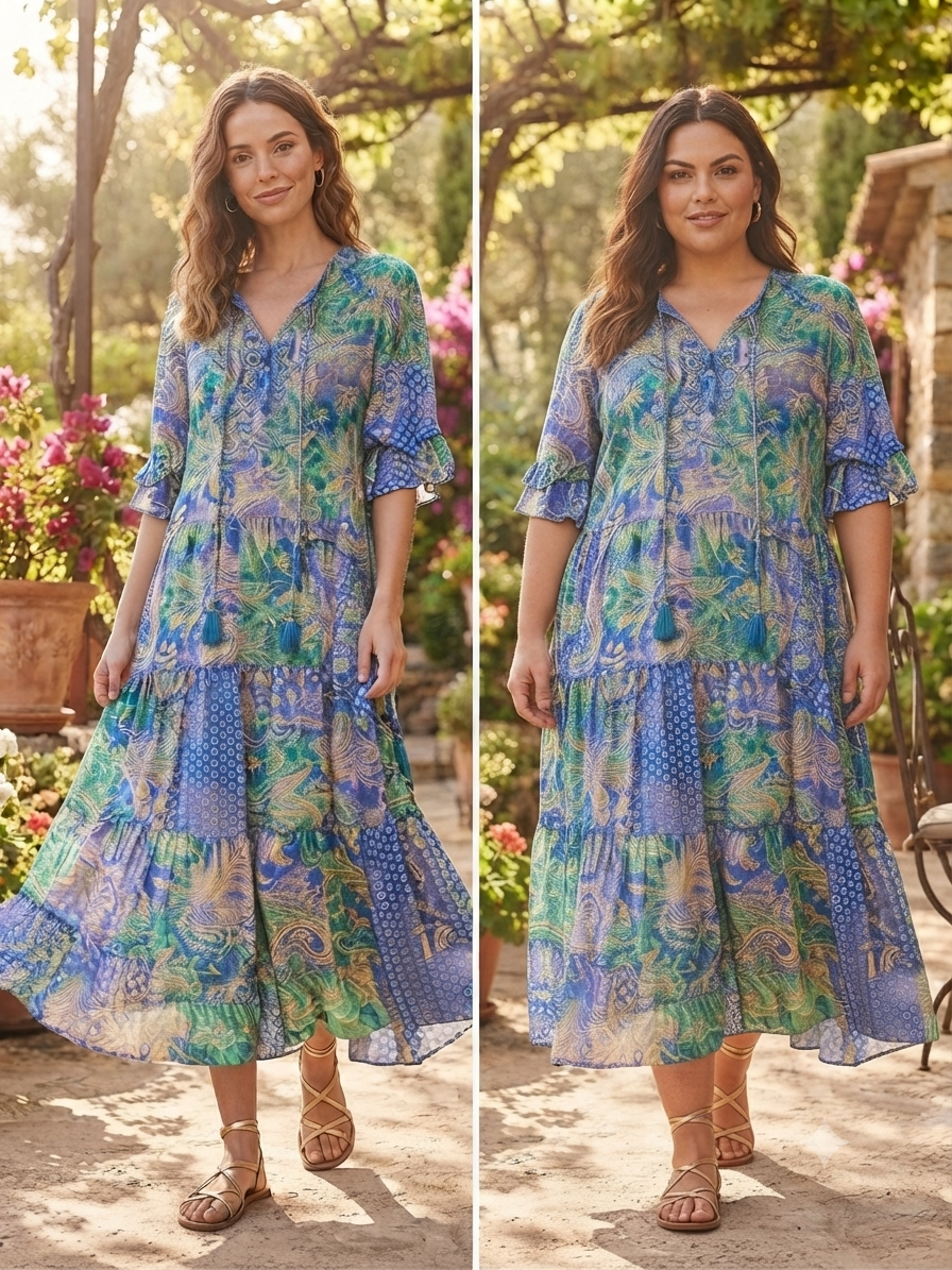 Zauberhafte Boho-Maxikleider im Ibiza-Style (viele verschiedene Farben) One Size/ Oversize S-XXXL