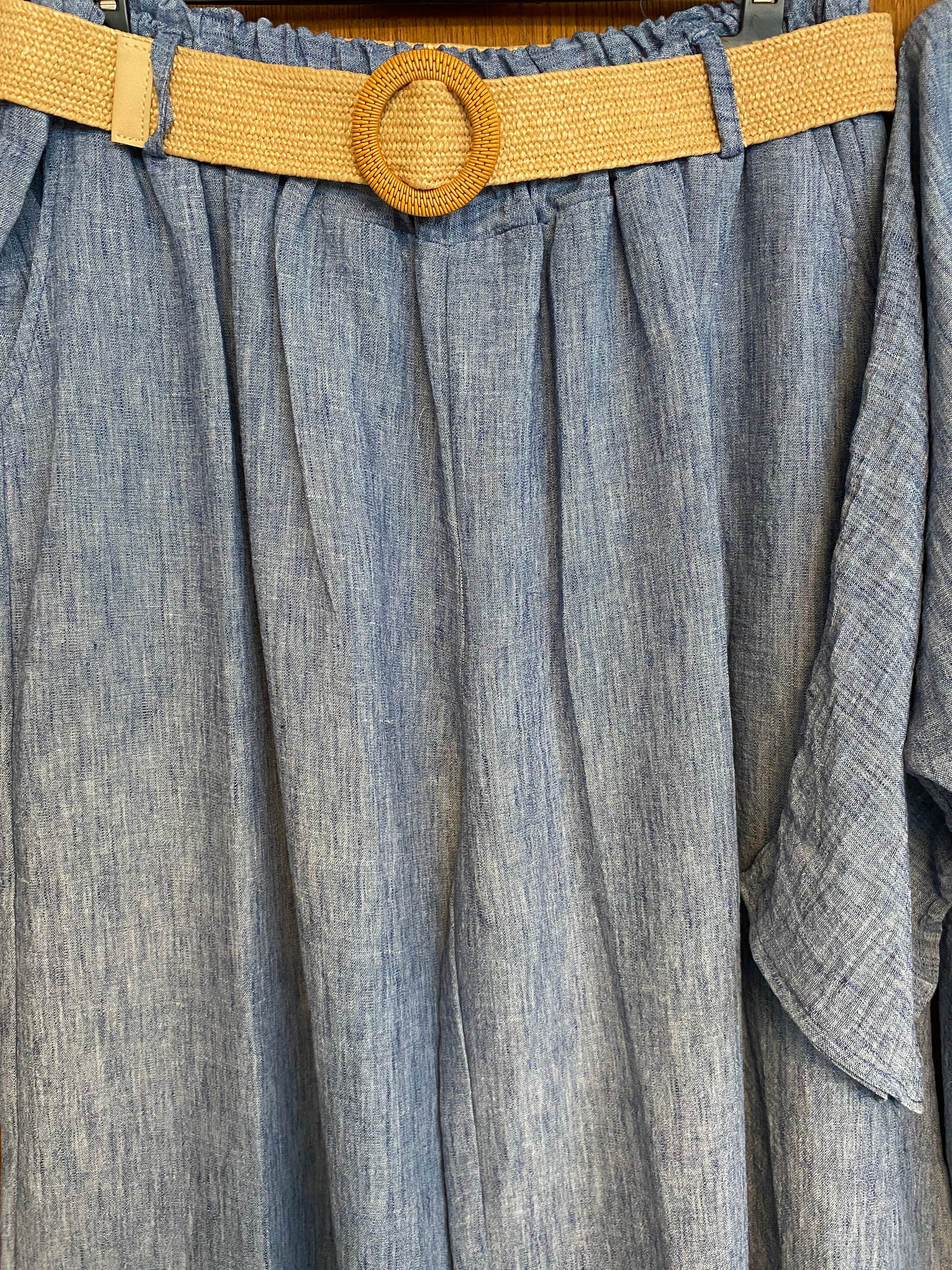 Lässiges Sommer-Set (Zweiteiler) – Einheitsgröße (Oversize 38-48) in frischem Hellgrün/Salbei , Jeansblau, Schwarz oder Weiss