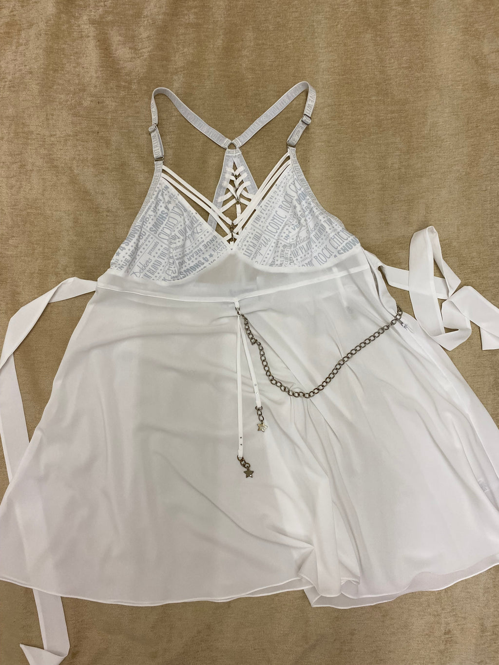 Exklusives, umwerfendes Top von Marlies Dekkers – Weiß mit Strass & Kettendetails
