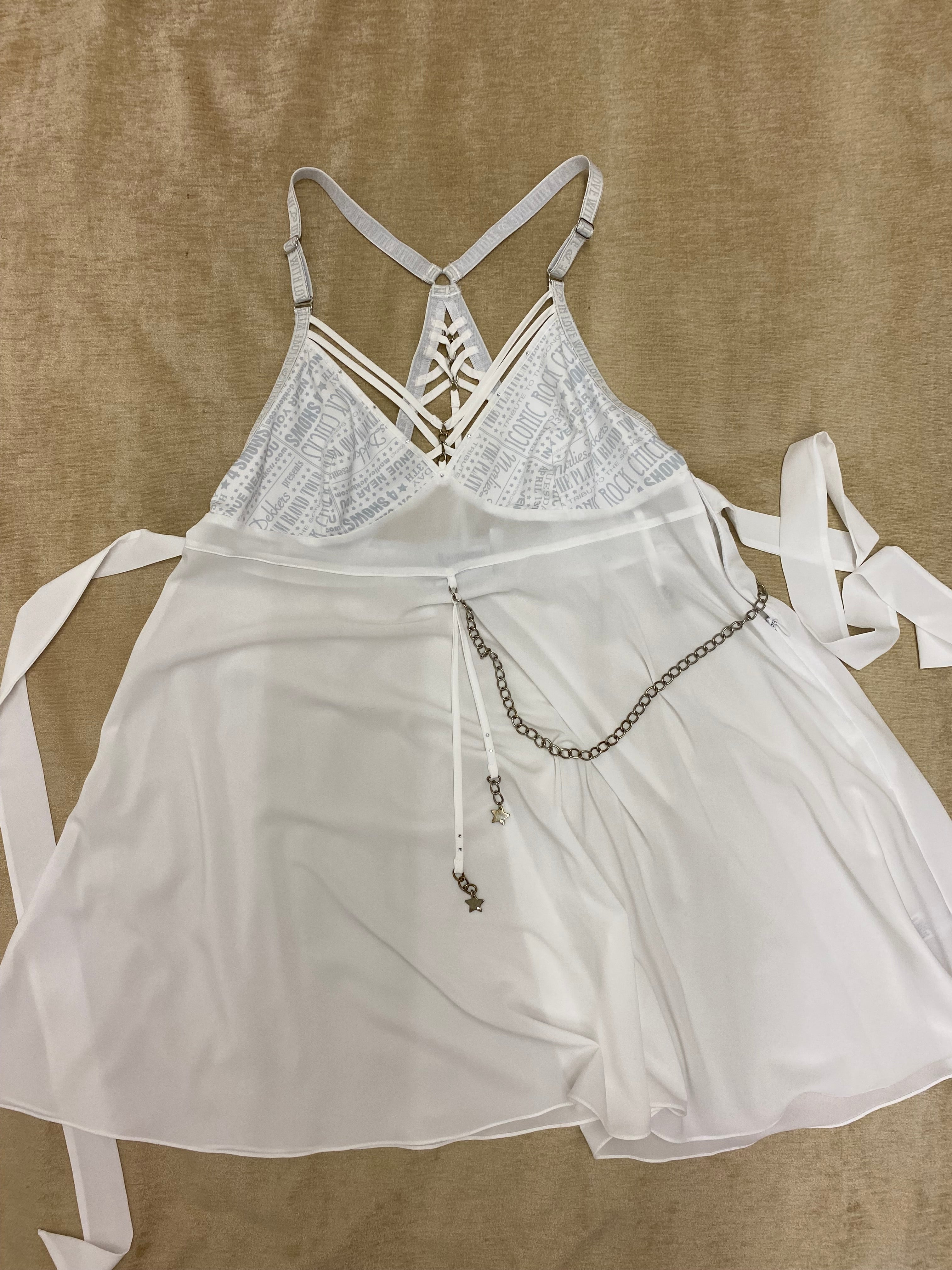 Exklusives, umwerfendes Top von Marlies Dekkers – Weiß mit Strass & Kettendetails