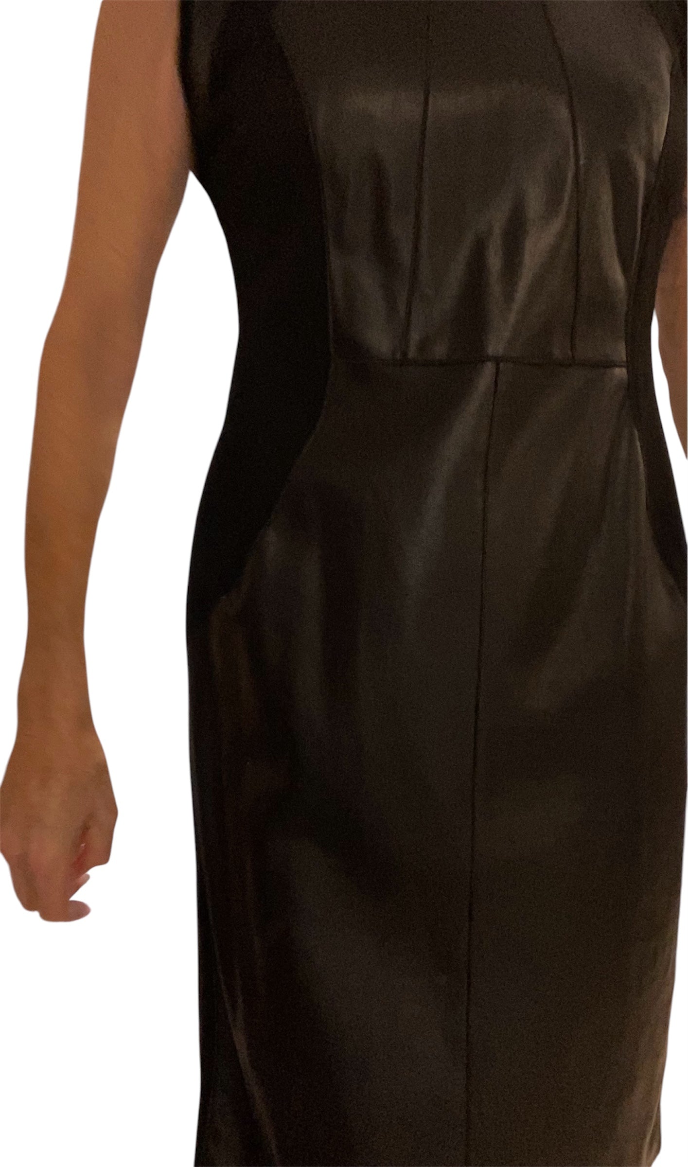 Marc Cain Etui-Kleid N4 (Gr. 40) Schwarz, Leder-Optik,  Materialmix, Top Zustand (Neupreis 349 €)