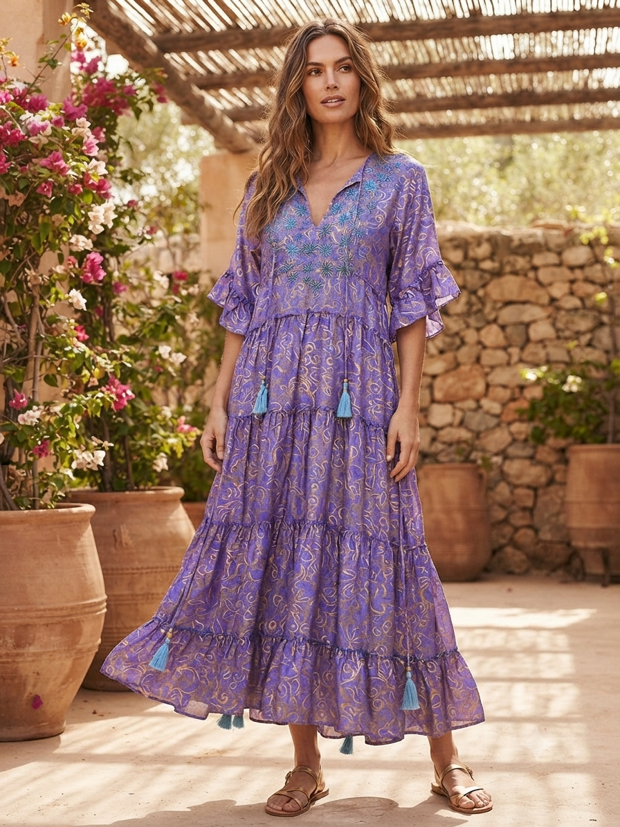 Zauberhafte Boho-Maxikleider im Ibiza-Style (viele verschiedene Farben) One Size/ Oversize S-XXXL