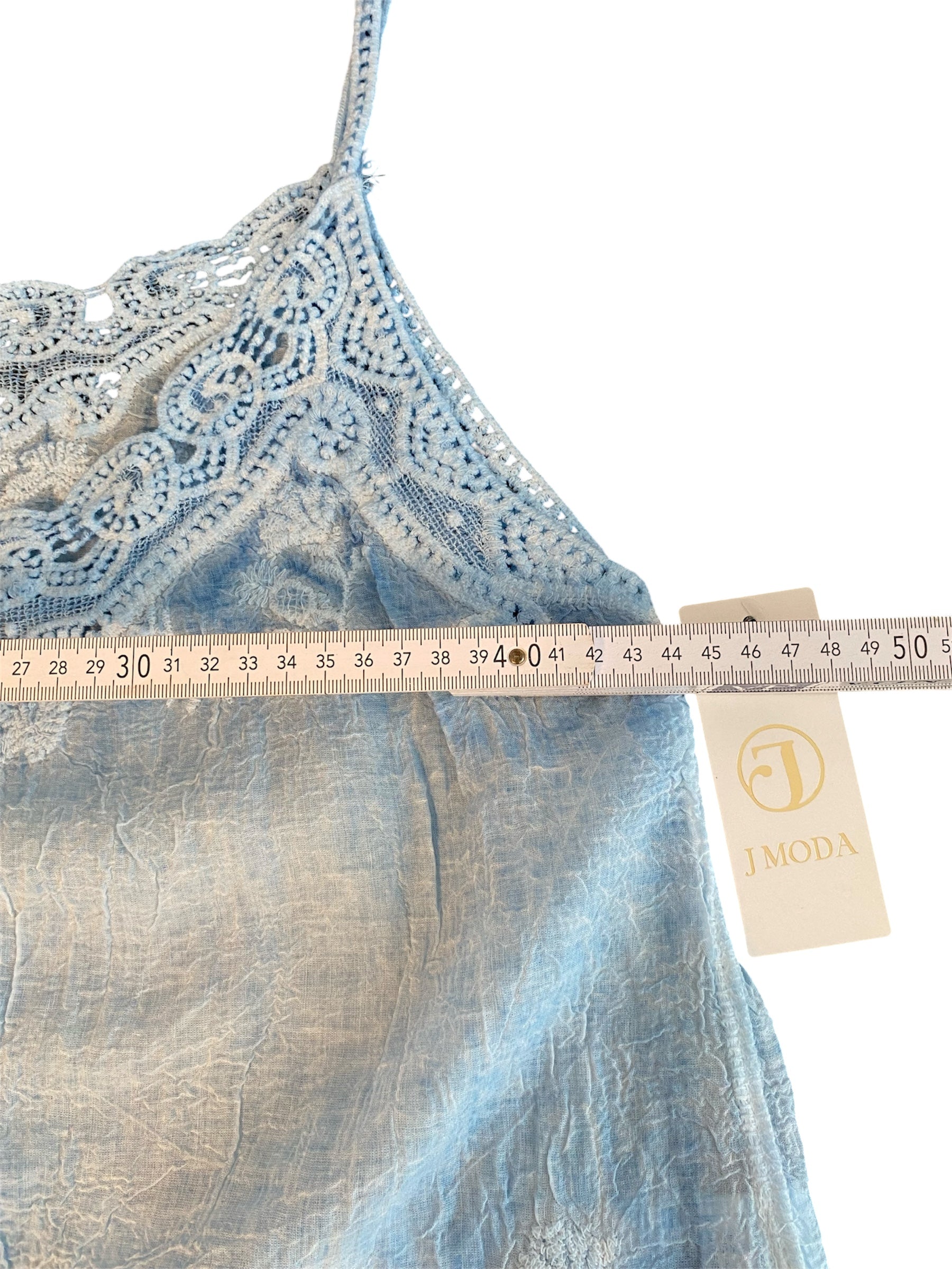 Sommer-Top im Boho/ Ibiza Style mit leichter Batik-Optik und edler Spitze, kleine Einheitsgröße S/M