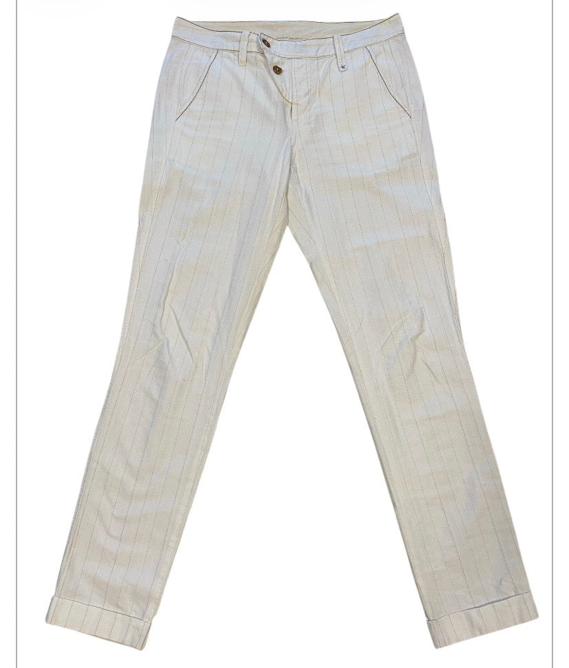 Designerhose von Marithé + François Girbaud/ Vintage Chino /weiss-creme, leichte Überlänge Gr.M/L