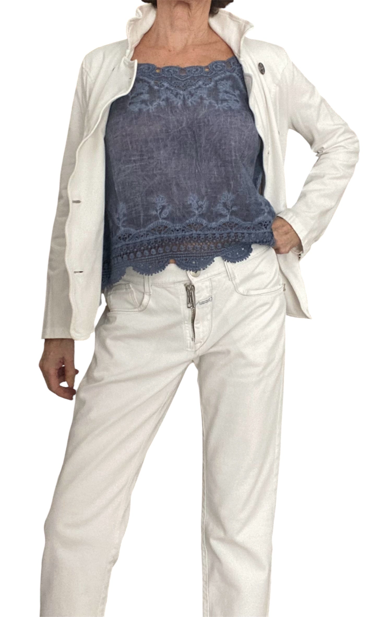 Original Marithé + François Girbaud White Jeans, low waist, Gr. M/L First Boyfriend