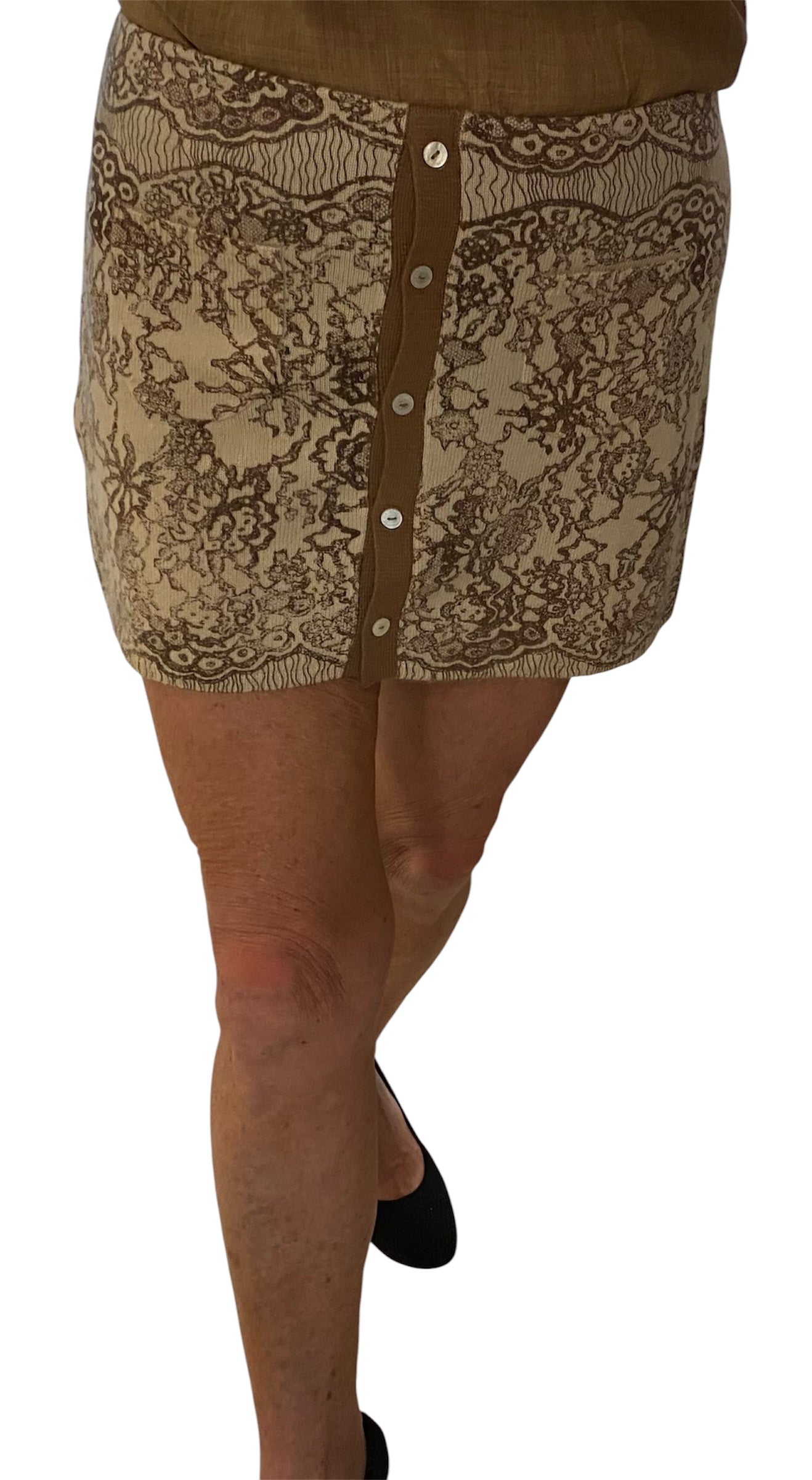 Marc Cain Minirock, Edles Spitzen-Muster, Braun/Beige N3, Gr.M / 38