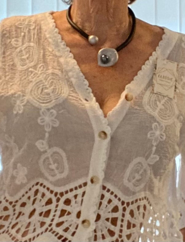 Traumhafte weiße Boho-Bluse, Jäckchen, Bolero, Ibiza Style, lockere Einheitsgröße M-XXL