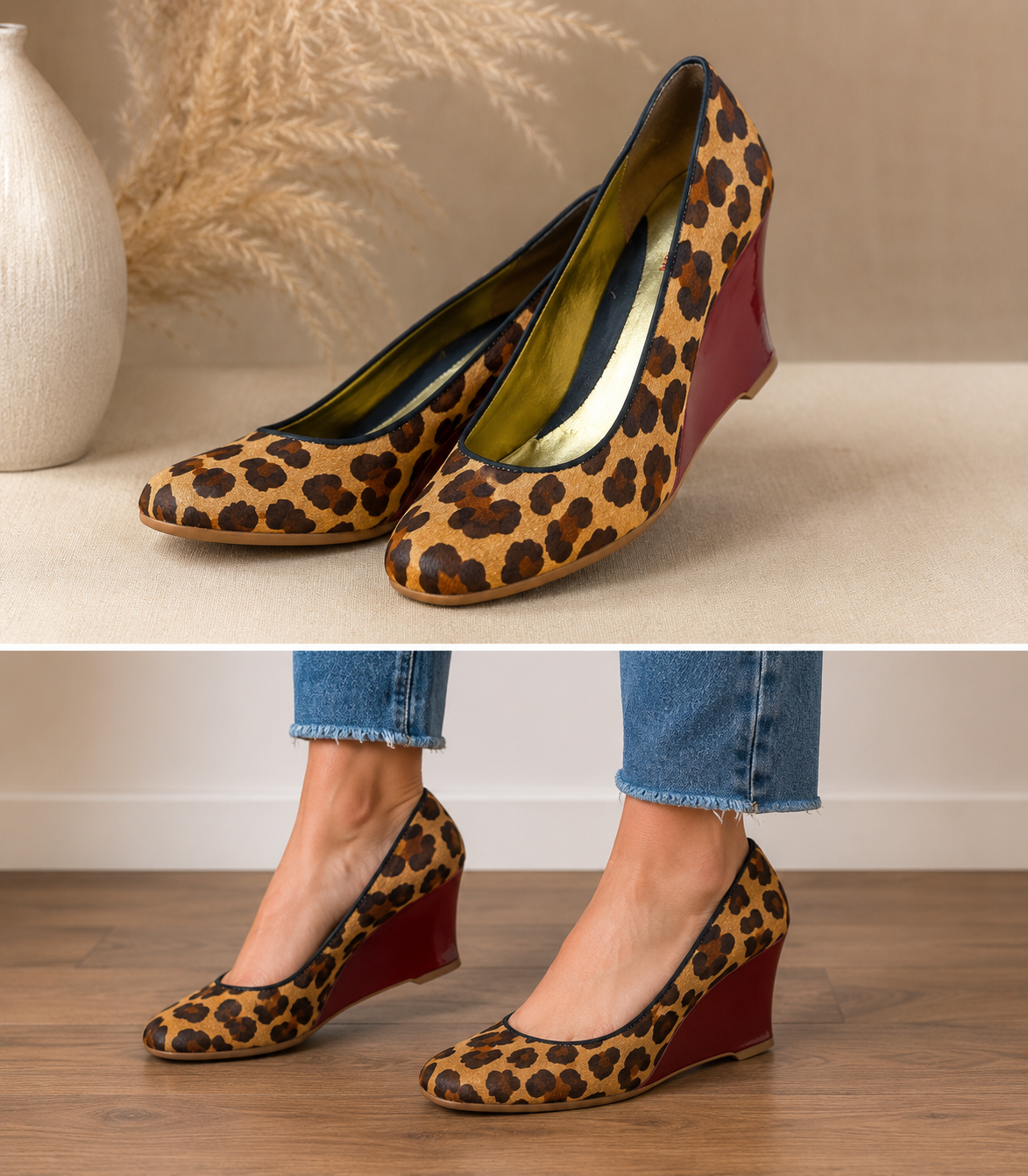 Elegante Kenneth Cole Reaction Keilpumps, Animal Print, Gr. 41/41,5 (US 10)Top Zustand!