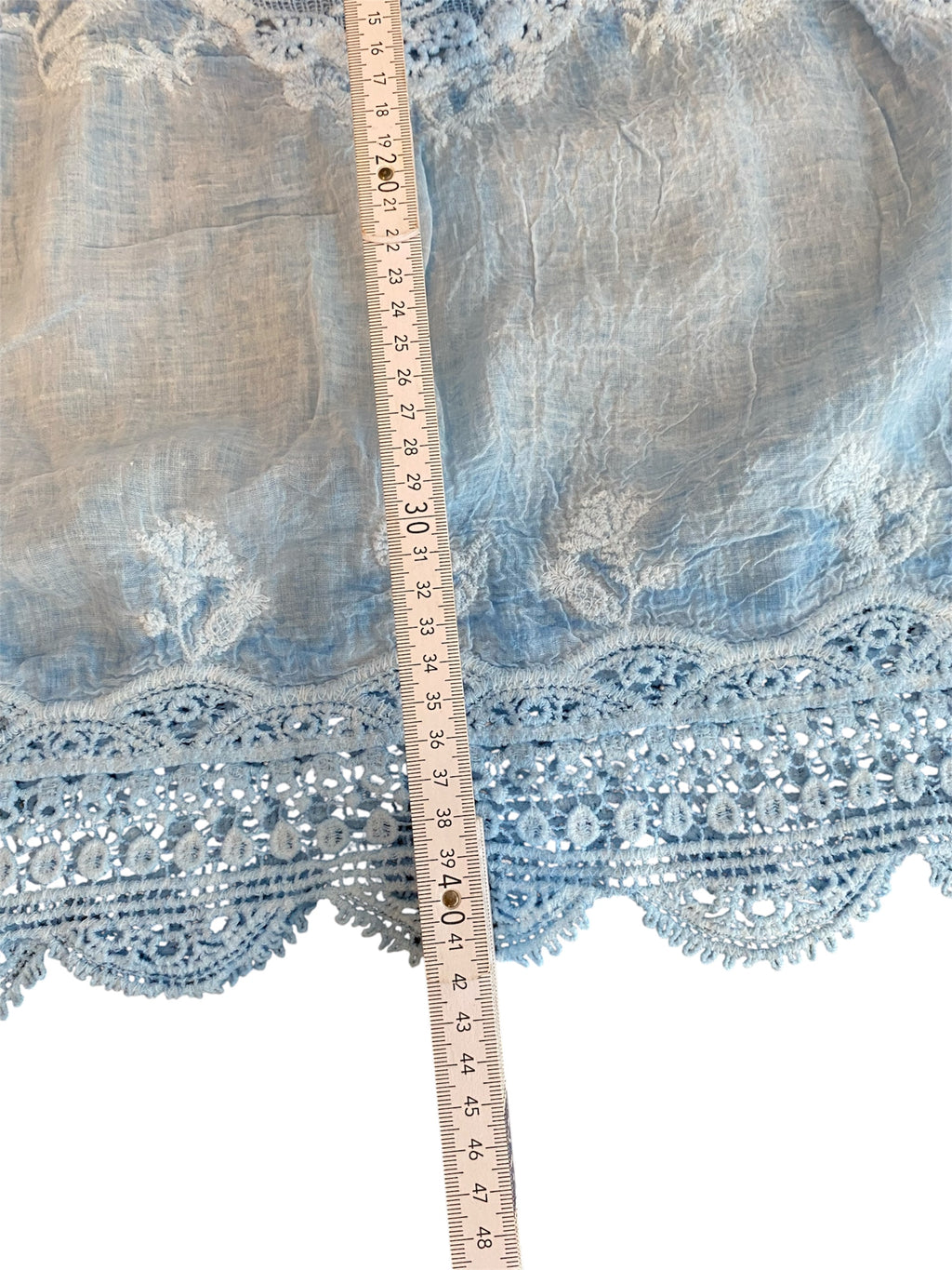 Sommer-Top im Boho/ Ibiza Style mit leichter Batik-Optik und edler Spitze, kleine Einheitsgröße S/M