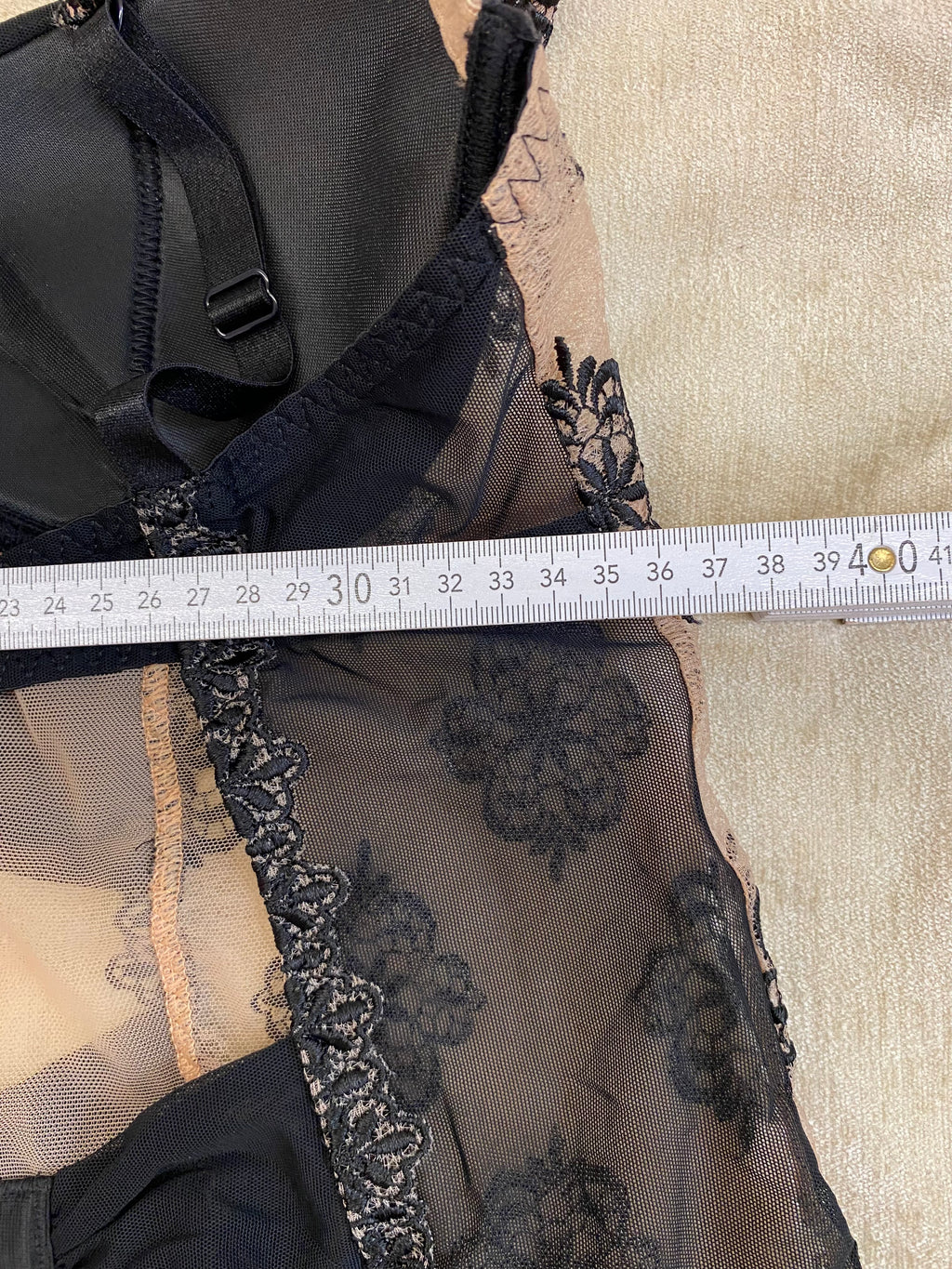 Luxuriöse Aubade Korsage / Torselett – Schwarz/Nude, 80 C, Neuwertig