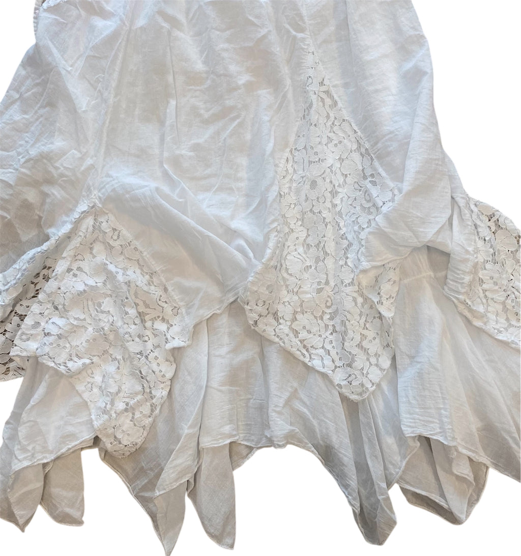 Romantischer Spitzen-Boho-Lagenlook Rock, Gipsy Style, Ibiza Look, viel Spitze (One Size S-XL)