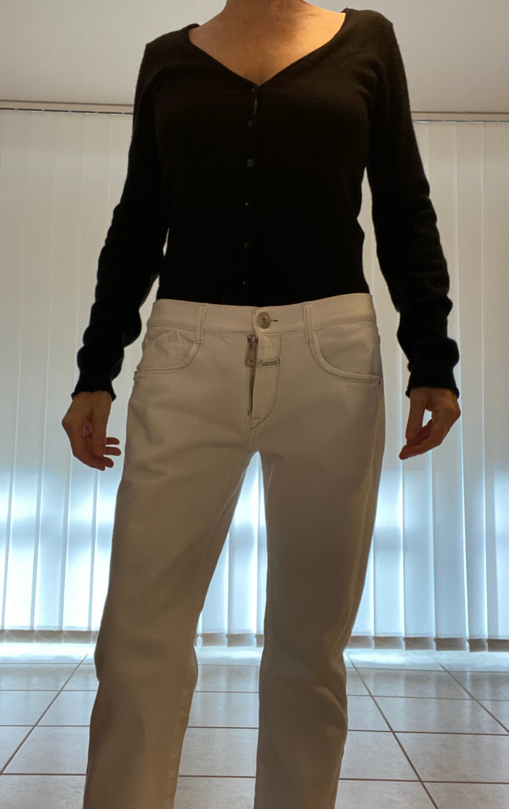 Original Marithé + François Girbaud White Jeans, low waist, Gr. M/L First Boyfriend