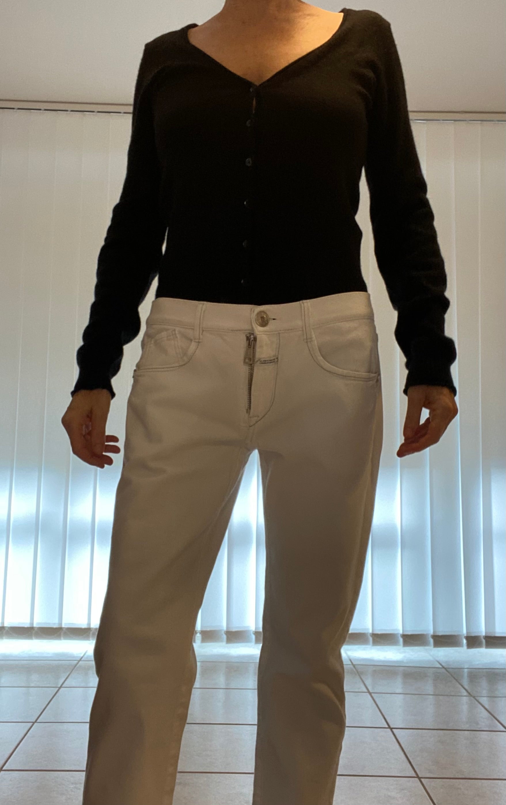 Original Marithé + François Girbaud White Jeans, low waist, Gr. M/L First Boyfriend