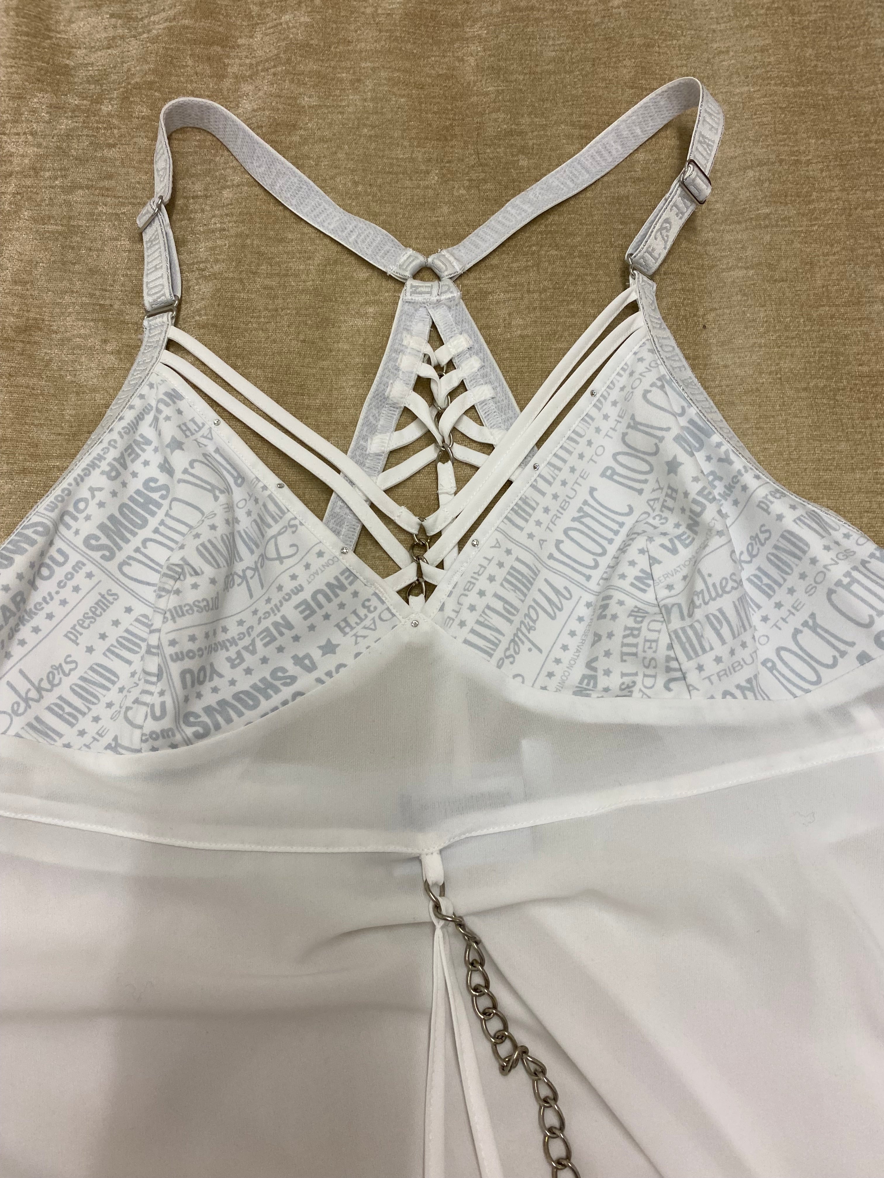 Exklusives, umwerfendes Top von Marlies Dekkers – Weiß mit Strass & Kettendetails