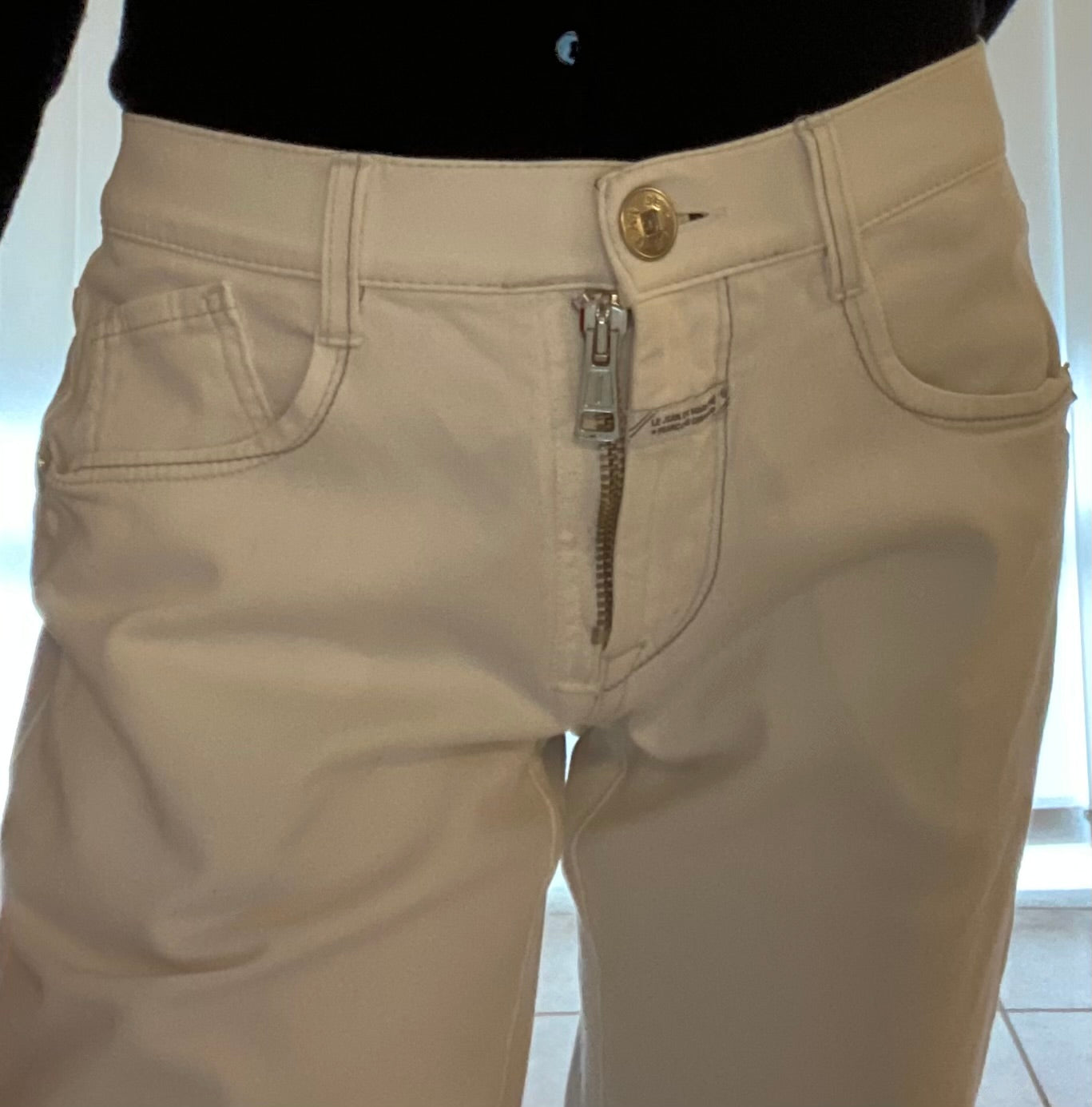 Original Marithé + François Girbaud White Jeans, low waist, Gr. M/L First Boyfriend
