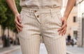 Designerhose von Marithé + François Girbaud/ Vintage Chino /weiss-creme, leichte Überlänge Gr.M/L