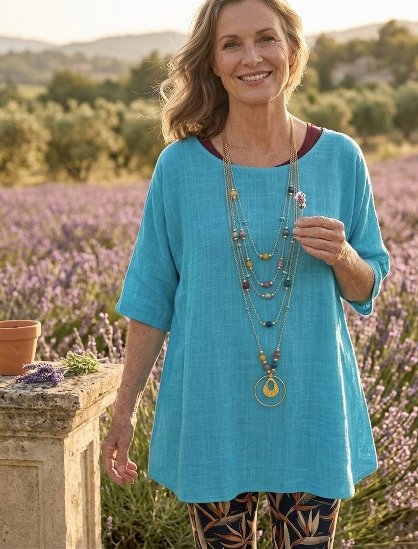 Luftige Tunika in Leinen-Optik, Einheitsgröße( M-XXL), Oversize-Look, Farbauswahl