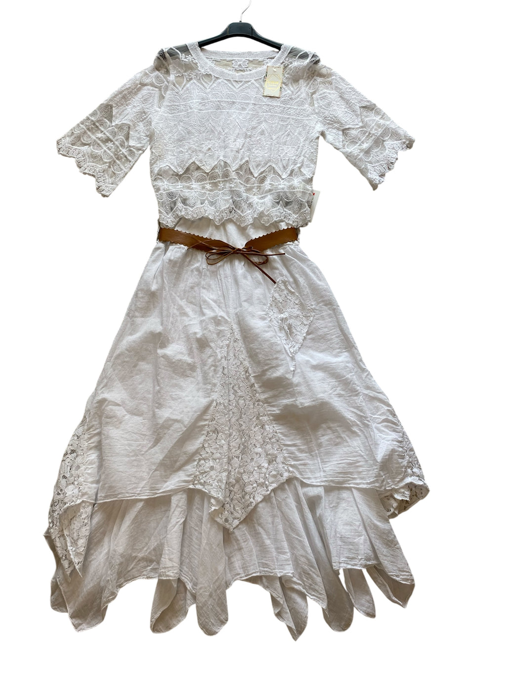 Romantischer Spitzen-Boho-Lagenlook Rock, Gipsy Style, Ibiza Look, viel Spitze (One Size S-XL)