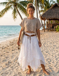 Romantischer Spitzen-Boho-Lagenlook Rock, Gipsy Style, Ibiza Look, viel Spitze (One Size S-XL)
