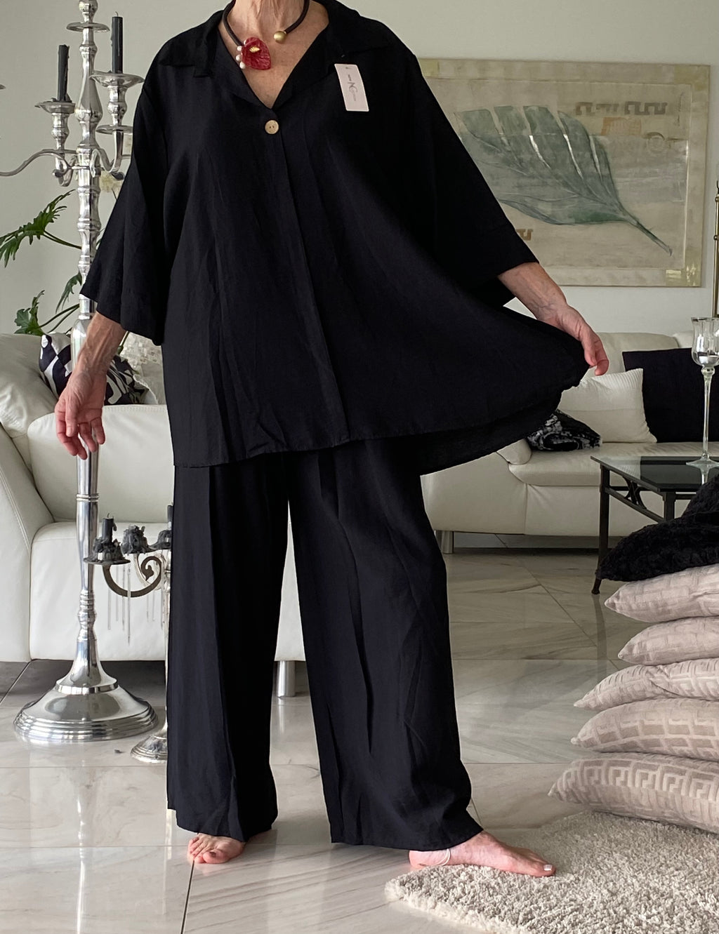 Traumhaftes luftiges, chices Oversize-Set in Schwarz XXXL– Lässige Eleganz für jede Größe!
