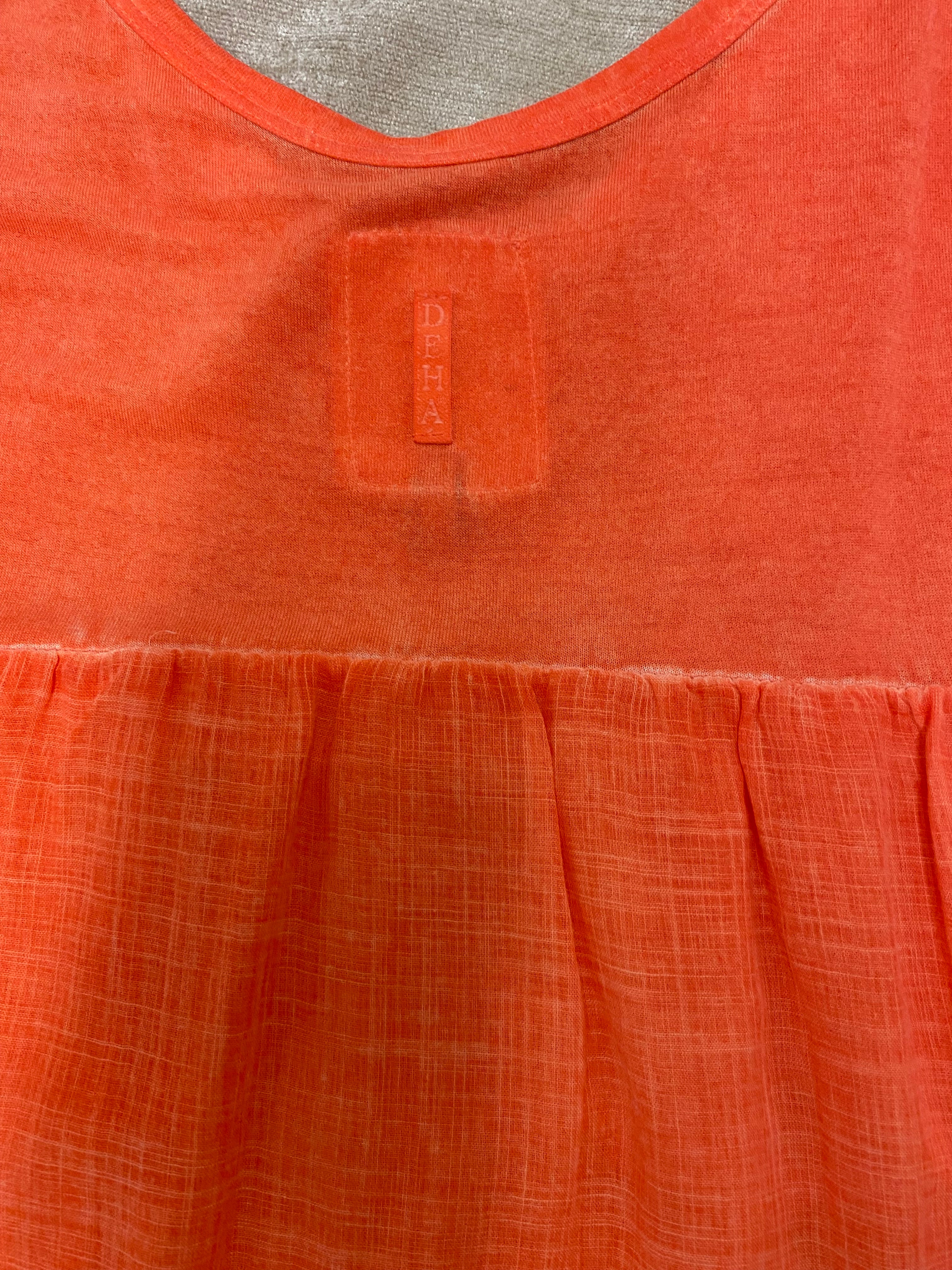Tolles Sommerkleid von DEHA, Koralle/Orange im angesagten Batik-Look, neu.