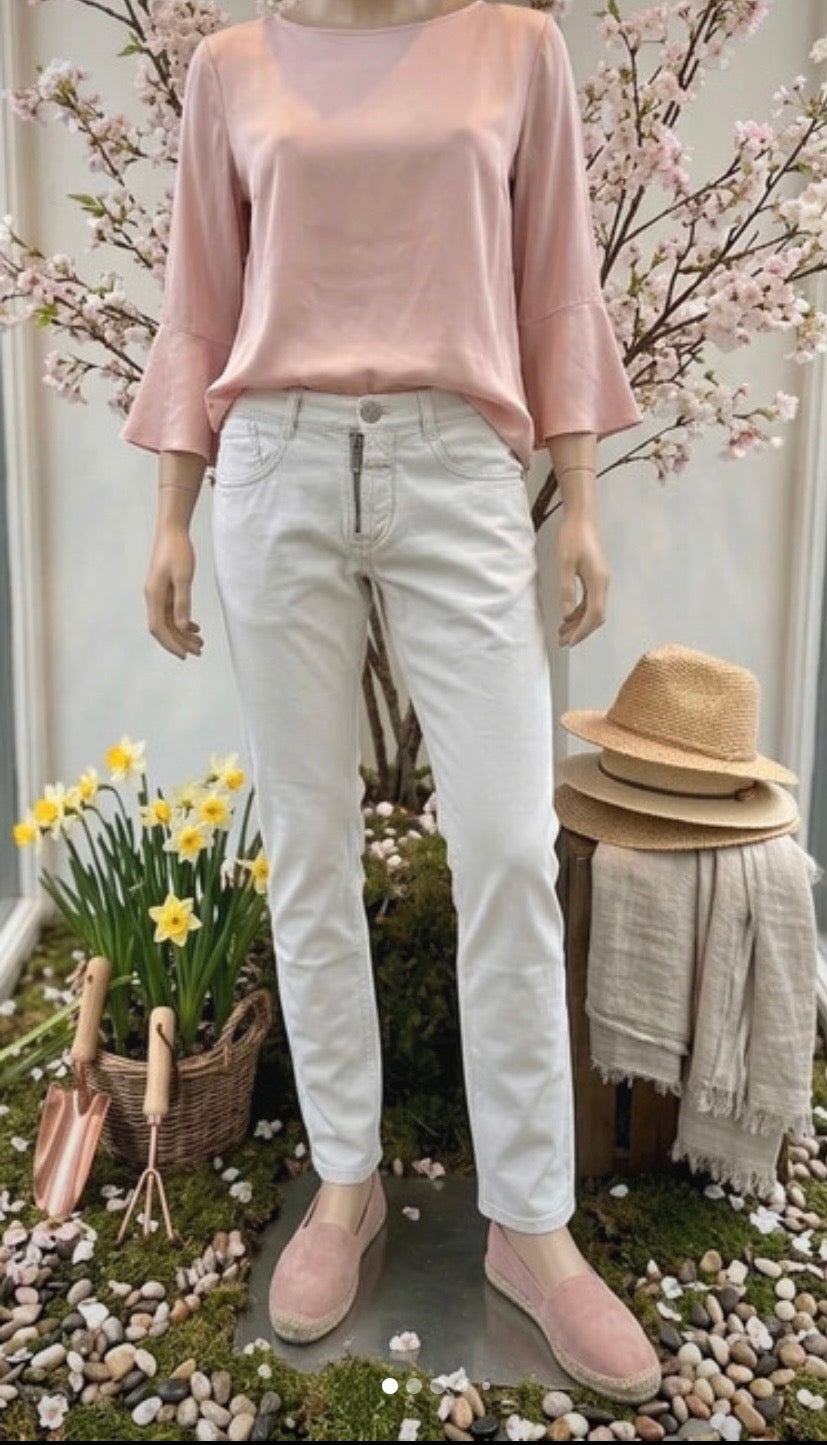 Original Marithé + François Girbaud White Jeans, low waist, Gr. M/L First Boyfriend