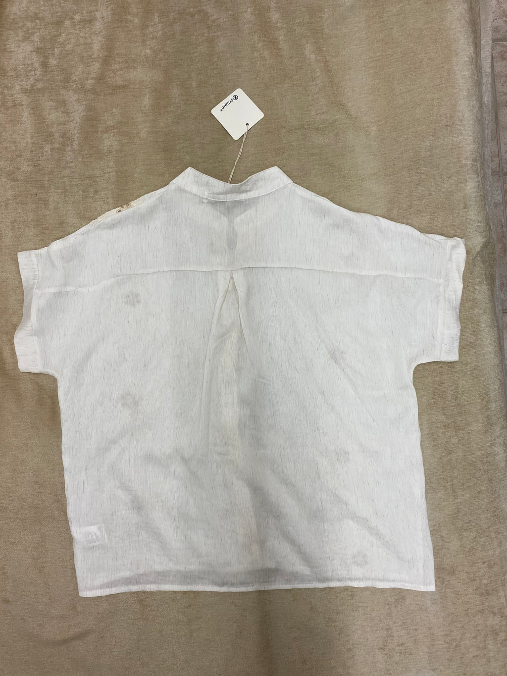 Bluse in Off-White/Creme mit floraler Stickerei – Einheitsgröße (38-42)