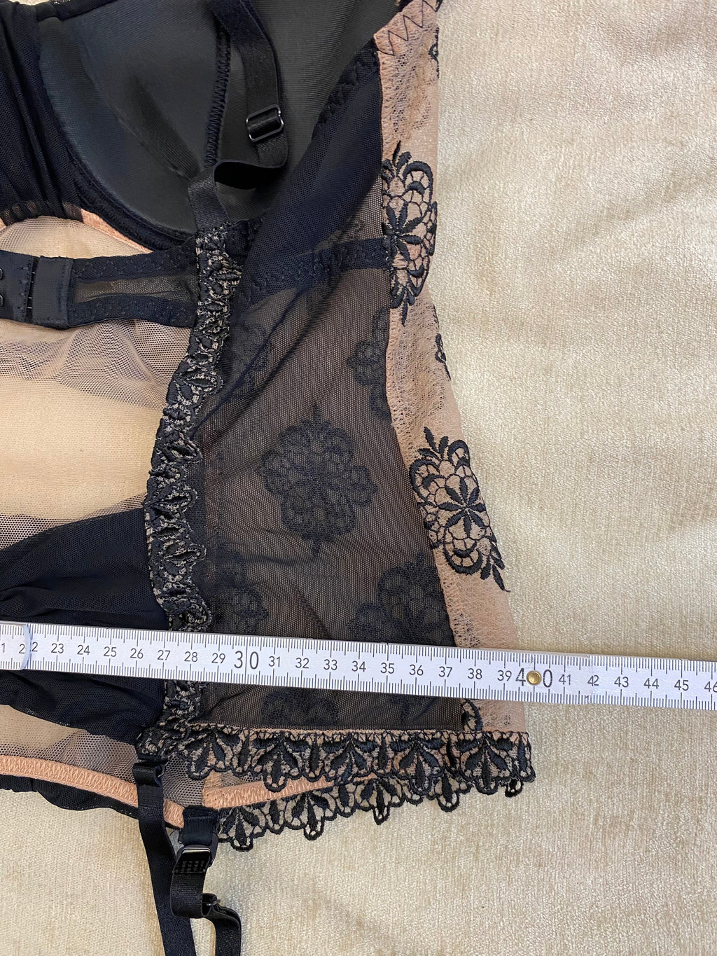 Luxuriöse Aubade Korsage / Torselett – Schwarz/Nude, 80 C, Neuwertig
