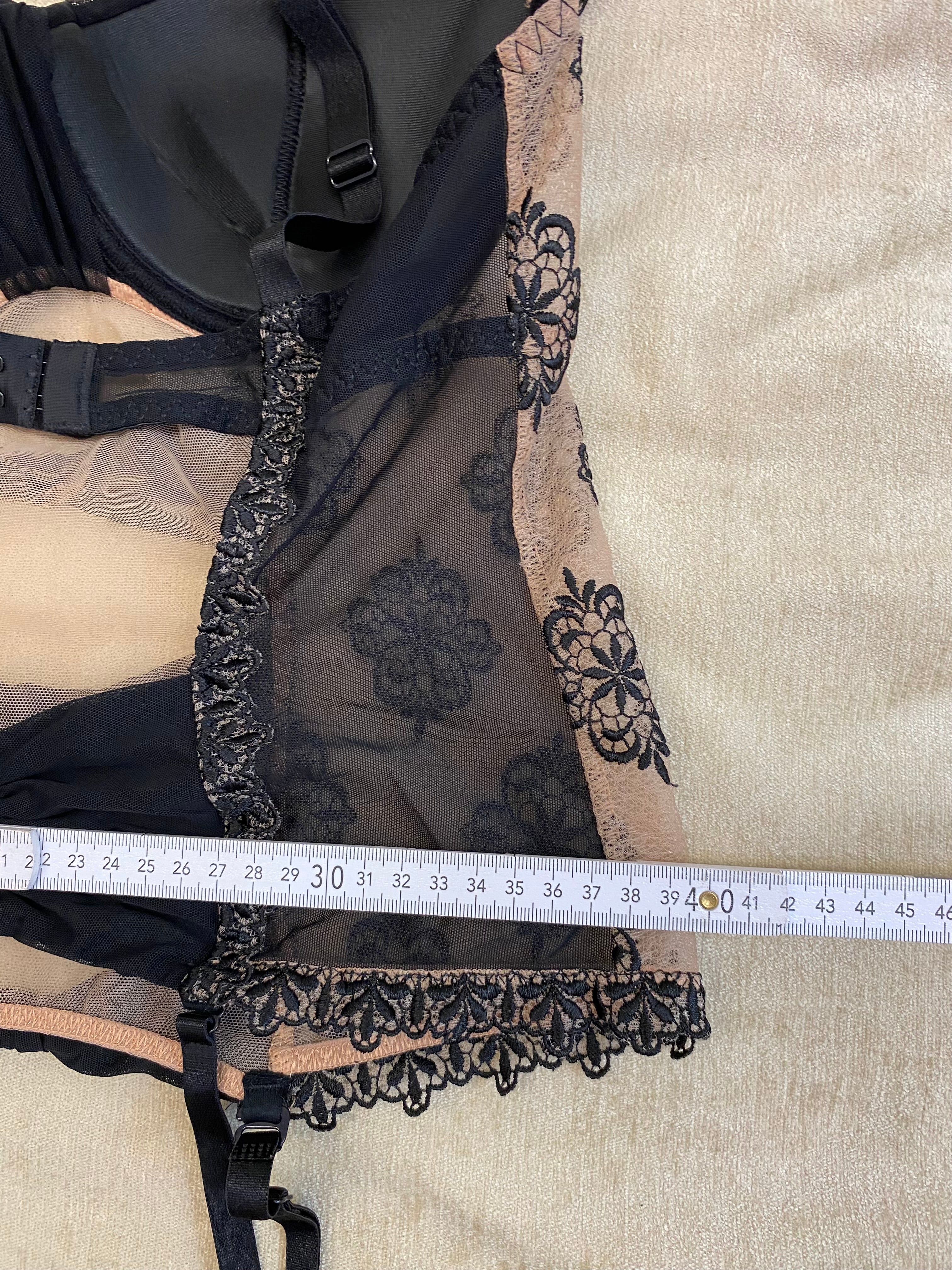 Luxuriöse Aubade Korsage / Torselett – Schwarz/Nude, 80 C, Neuwertig