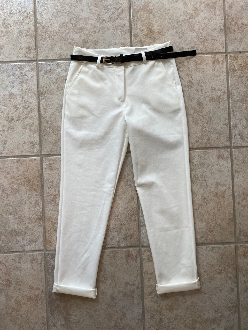 Stylische 7/8 Stretch-Hose in Off-White oder Ecru Gr S-M ( 36/38)