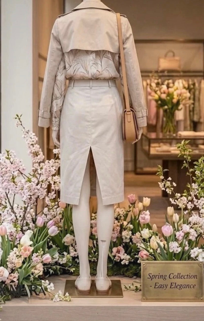 Hochwertiger Bleistiftrock von 'S Max Mara, Farbe Sand/Ecru/Champagner, Etikett Gr. 40 (fällt aus wie 38)